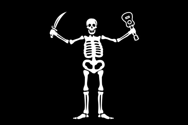 Piratenflagge: Skelett mit Ukulele