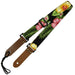Aria Ukulele-Gurt mit Hibiskus-Dekor Schwarz mit rosa und gelben Blüten