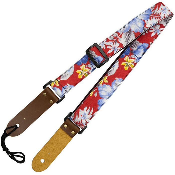 Aria Ukulele-Gurt mit Hibiskus-Dekor Rot