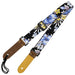 Aria Ukulele-Gurt mit Hibiskus-Dekor Schwarz mit blauen Blüten