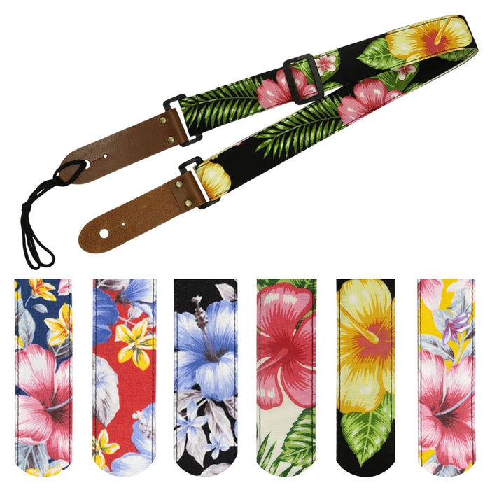 Aria Ukulele-Gurt mit Hibiskus-Dekor Übersichtsbild verschiedener Varianten