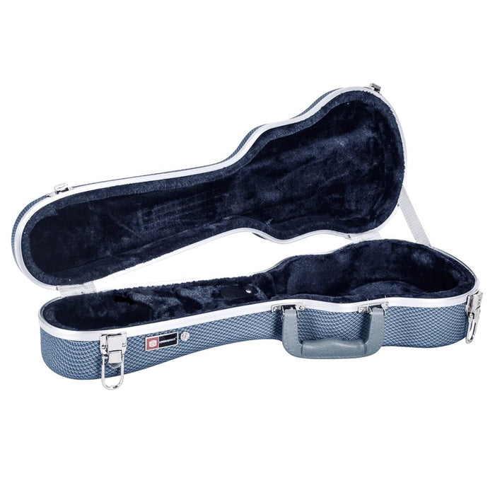Crossrock ABS Case Hartschalenkoffer für Bariton Ukulele (Blau) Offen