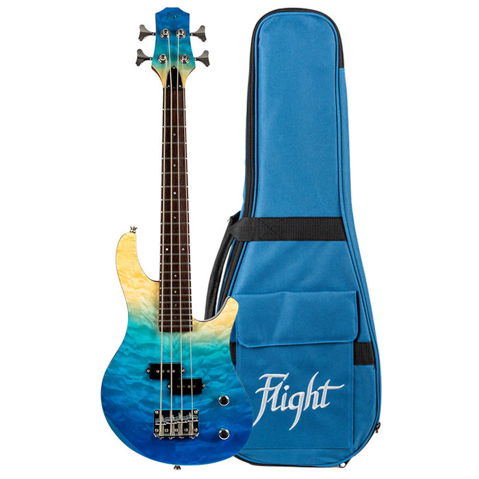 Flight Mini Bass Solid Body Transparent Blue (TBL)