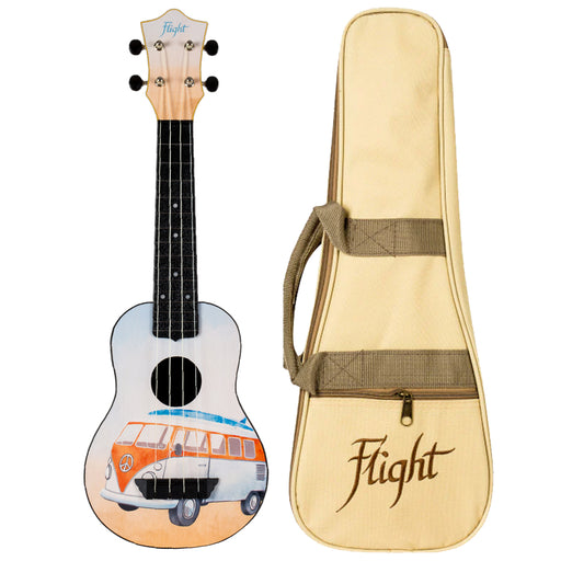 Flight Reiseukulele mit VW Bus und heller Gigbag