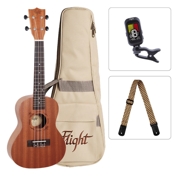 Flight NUC 310 Konzert Ukulele Set Trail Gurt Sand