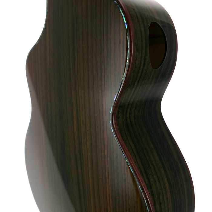 Kala Contour Deluxe All Solid Gloss Spruce Rosewood Tenor Ukulele #2606102 Detail Abalone Einfassung