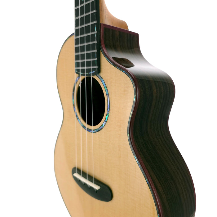 Kala Contour Deluxe All Solid Gloss Spruce Rosewood Tenor Ukulele #2606102 Cutaway