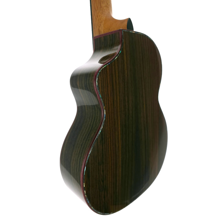 Kala Contour Deluxe All Solid Gloss Spruce Rosewood Tenor Ukulele #2606102 hinten links