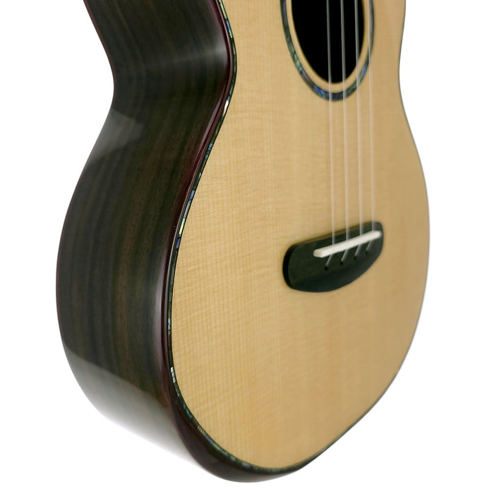 Kala Contour Deluxe All Solid Gloss Spruce Rosewood Tenor Ukulele Armrest