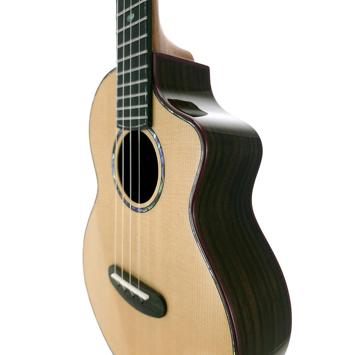 Kala Contour Deluxe All Solid Gloss Spruce Rosewood Tenor Ukulele Cutaway
