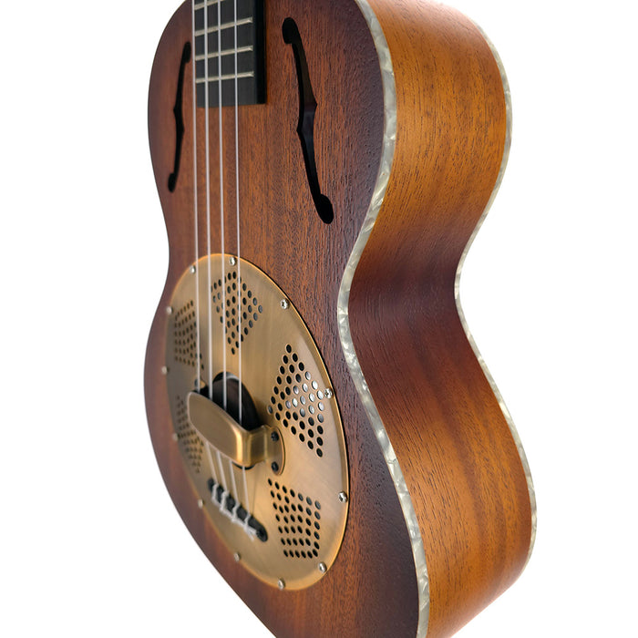 Kala Sunburst Brass Resonator Tenor Ukulele hinten links