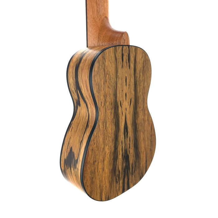 Rückseite der Kala Longneck Sopran-Ukulele aus Spalted Mango