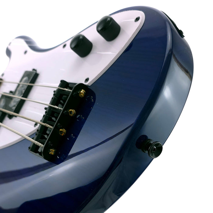 Kala U-BASS Solid Body 4-String Sapphire Blue - Fretted Detail