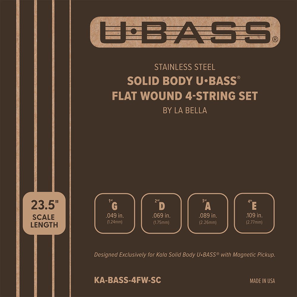 Kala Solid Body UBass Flatwound Strings 4String Uke Supply