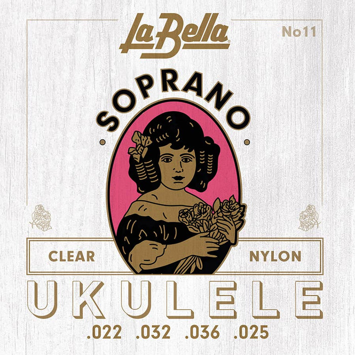 La Bella 11 Clear Nylon Ukulele String Set Sopran