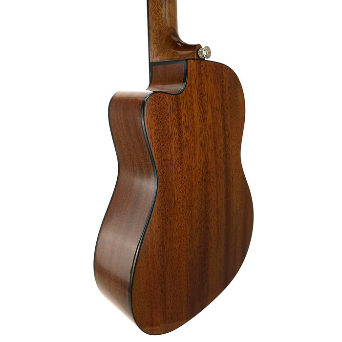 Lanikai All Solid Mahogany Baritone Ukulele mit Tonabnehmer (MAS-CEB) hinten links