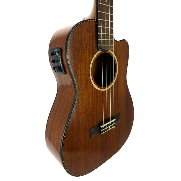 Lanikai All Solid Mahogany Baritone Ukulele mit Tonabnehmer (MAS-CEB) links