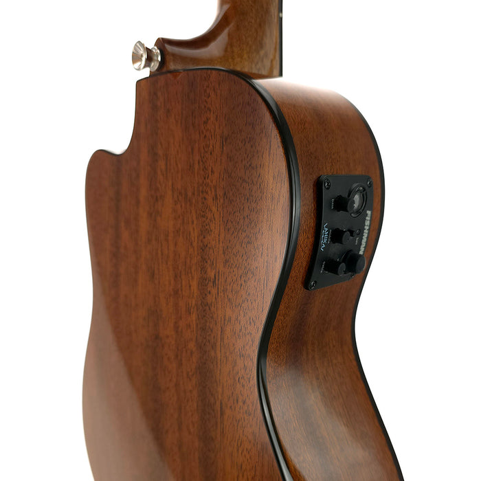 Lanikai All Solid Mahogany Baritone Ukulele mit Tonabnehmer (MAS-CEB) hinten links