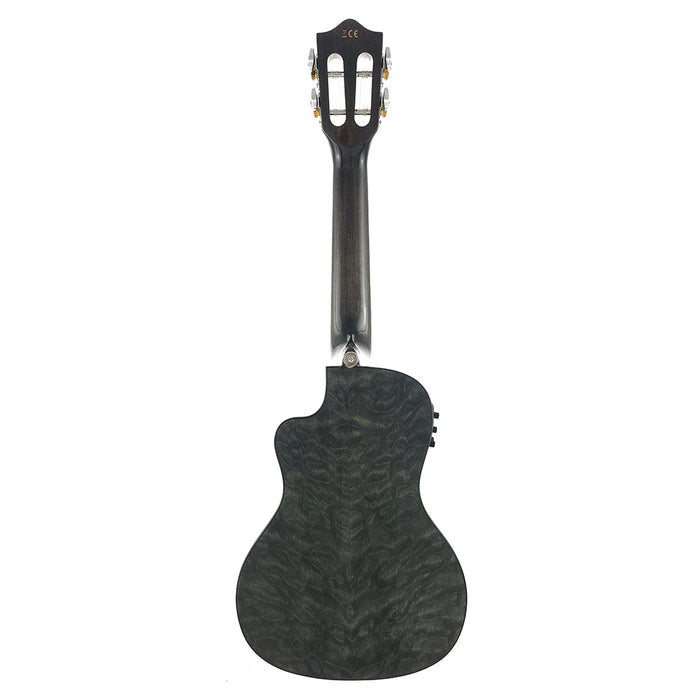 Lanikai Black Quilted Maple Konzert Ukulele mit Tonabnehmer (QMBK-CEC) Rückseite