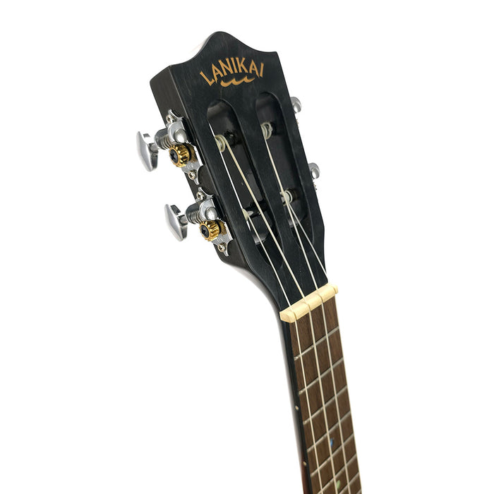 Lanikai Black Quilted Maple Konzert Ukulele mit Tonabnehmer (QMBK-CEC) Kopfplatte