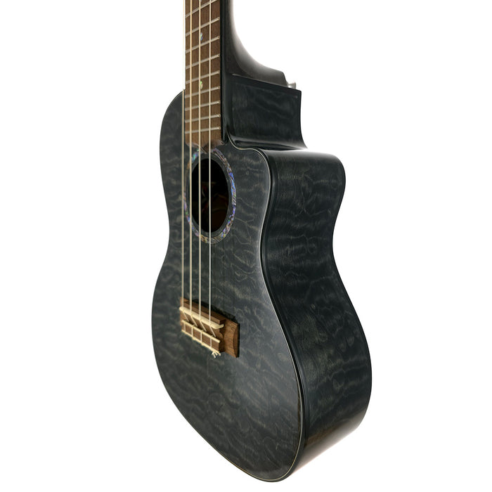 Lanikai Black Quilted Maple Konzert Ukulele mit Tonabnehmer (QMBK-CEC) rechts