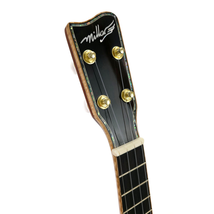 Millar Custom Sopran Longneck Ukulele aus Bearclaw Spruce und Black Walnut #009