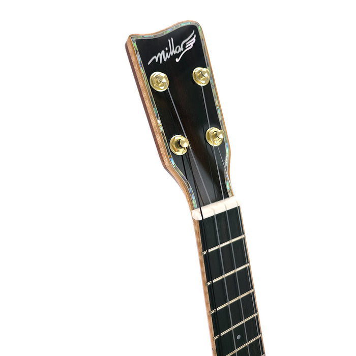 Millar Custom Sopran Longneck Ukulele (Bearclaw Spruce/ Black Walnut) Kopfplatte