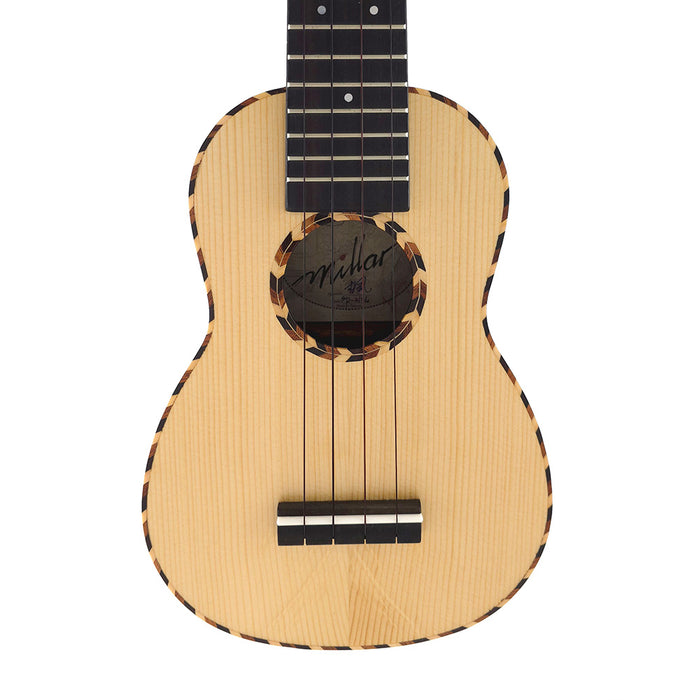 Millar SP-210L Massive Fichte/Akazie Sopran Longneck Ukulele #24981806 Decke