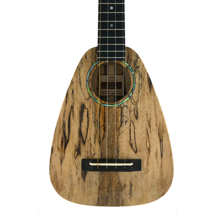 Detailaufnahme der Decke der Tiny Tenor Mango Ukulele von Romero Creations