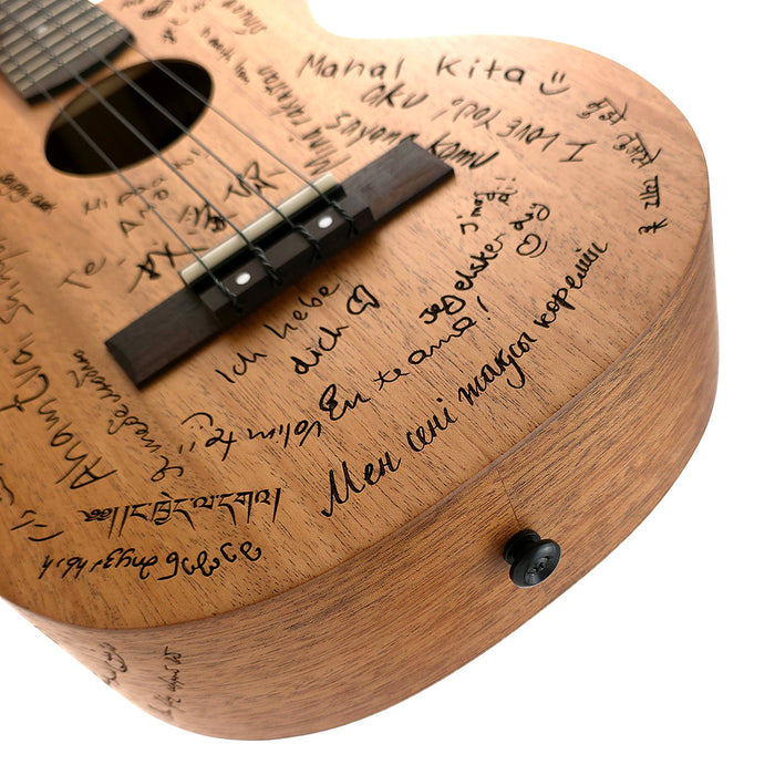 TODO "Love" Mahagoni Tenor-Ukulele Decke Detail