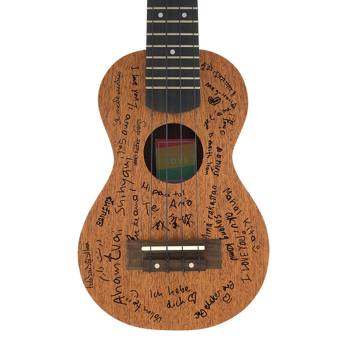 TODO "Love" Mahagoni Sopran-Longneck Ukulele Decke