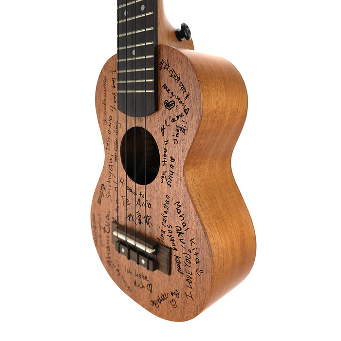 TODO "Love" Mahagoni Sopran-Longneck Ukulele Korpus rechts