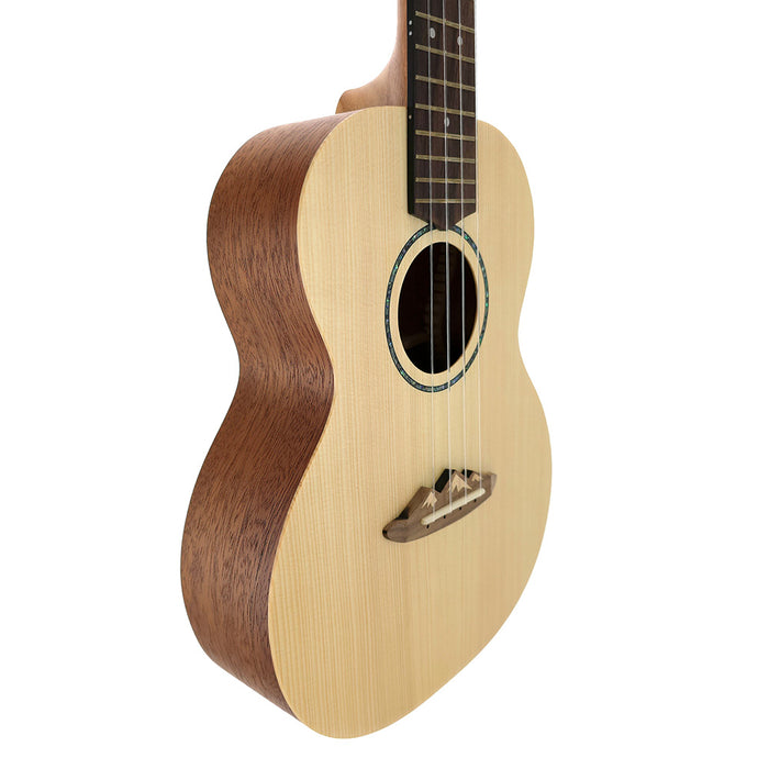 TODO "Mount Fuji" Fichte Tenor-Ukulele Korpus links