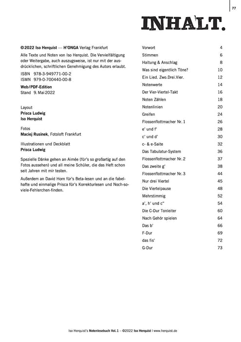 Notenlesebuch für Ukulele Vol. 1