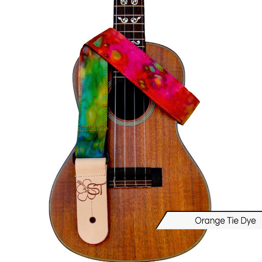 Ukulele Gurt von Sherrin's Threads Batik orange rot grün